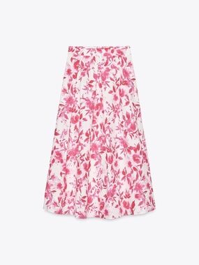 ZARA MIDI POPLIN A-LINE SKIRT
